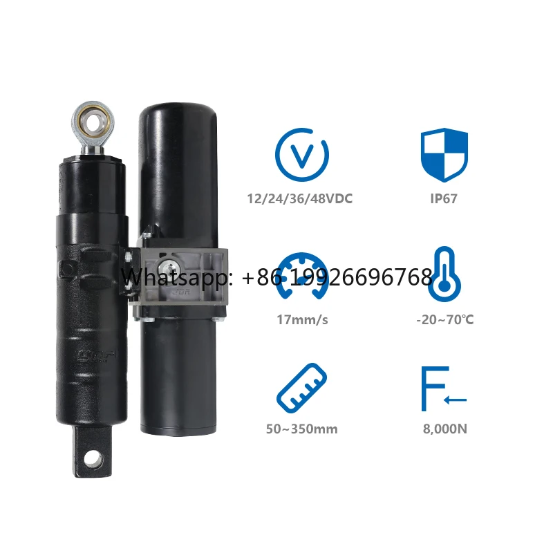 PrimoPal 8000N Electro Hydraulic Actuator Ip66 Ip67 150mm 250mm Stroke 12V 24V DC Waterproof Linear Actuator for 800kg