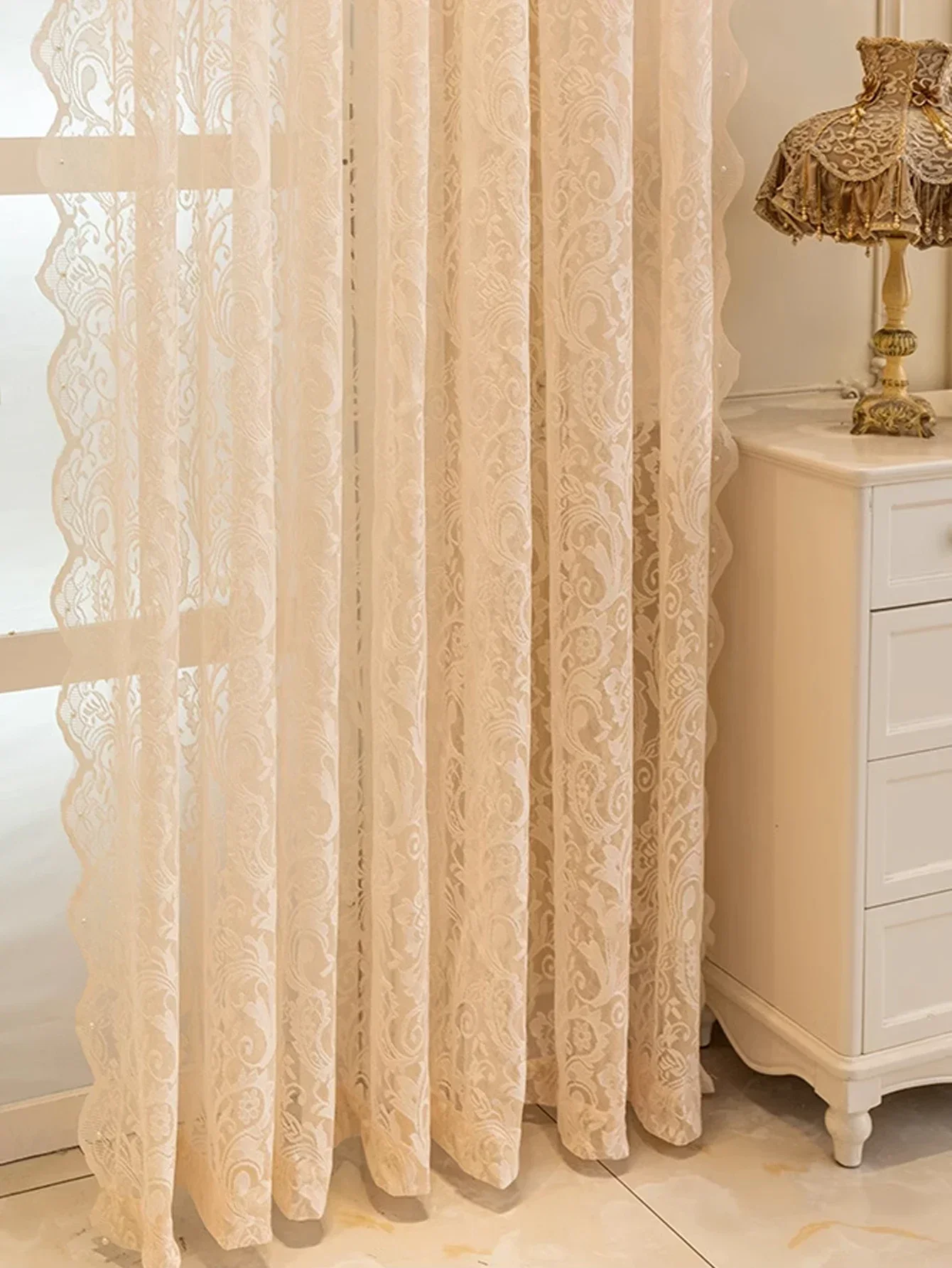 الوافدين الجدد غرفة المعيشة نافذة الستار 1 قطعة الريفية رومانسية التظليل الدانتيل حبة شاشة الستار غرفة نوم #3