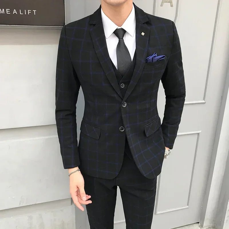 Boutique (Blazer + Vest + Trousers) Italian Style Elegant and Fashionable Business Gentleman A Variety of Formal 3-piece Suits