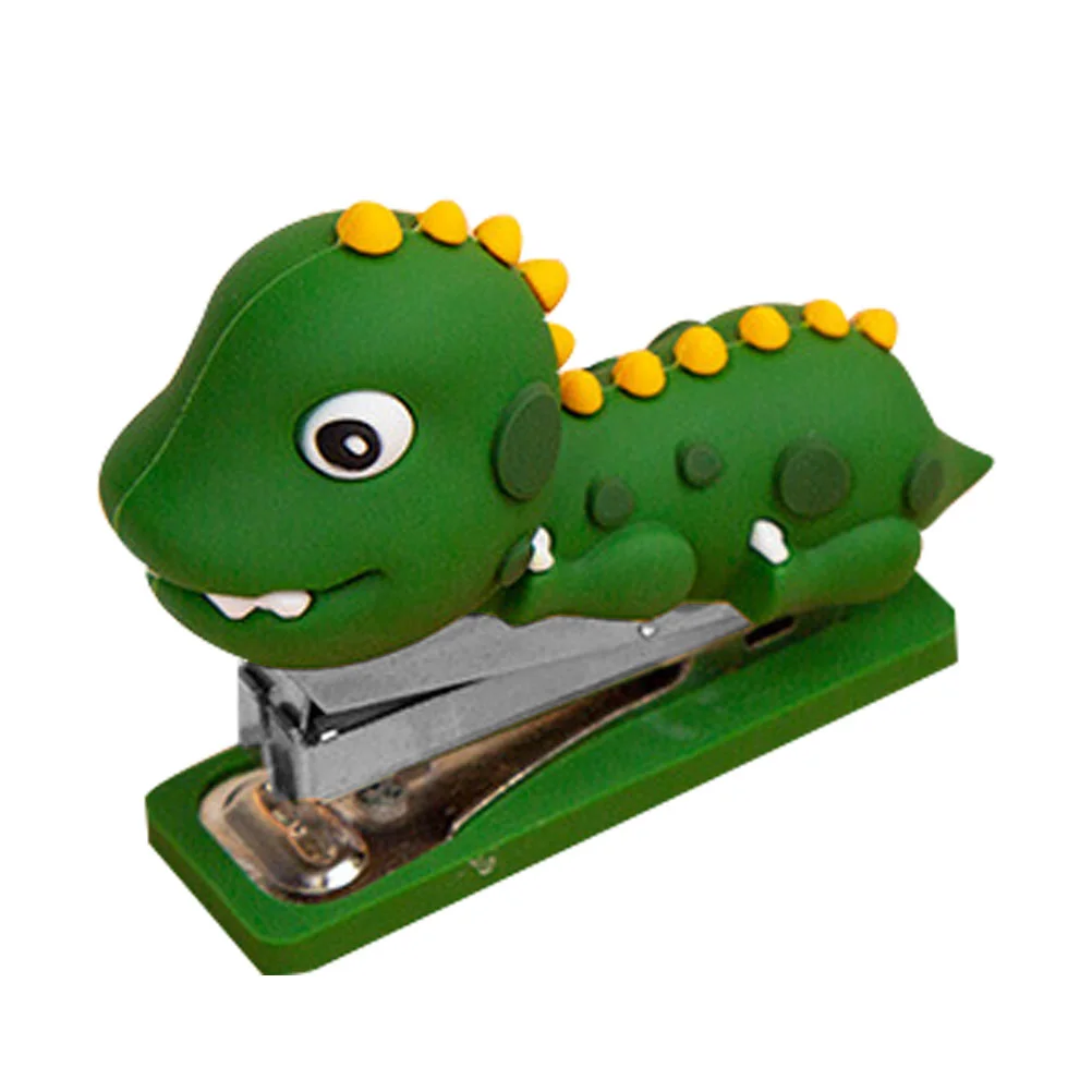 Mini grapadora reutilizable de silicona con adorno de dinosaurio, grapadora de folleto, herramienta de grapado de papel pequeña y bonita, decoración de escritorio de oficina