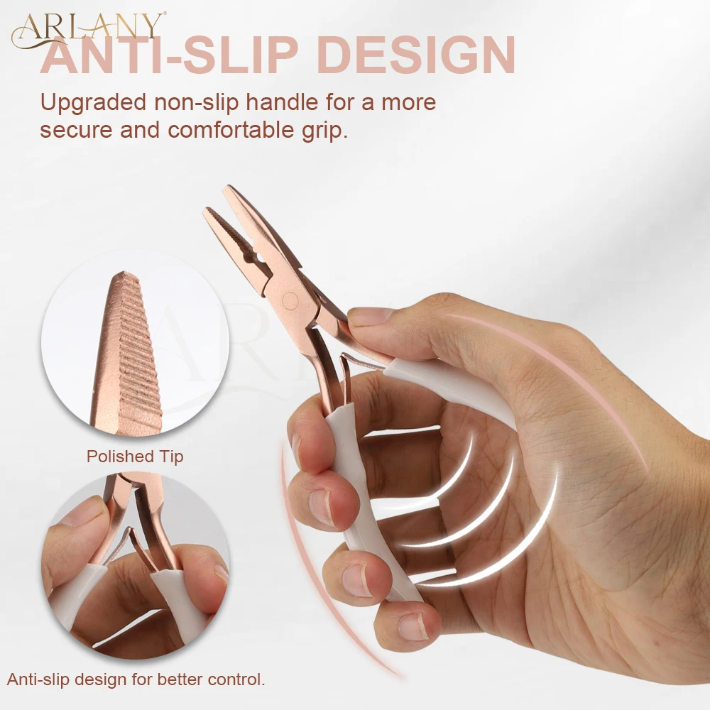 ARLANY كماشة تمديد الشعر للخرز الصغير مع مقبض مضاد للانزلاق ملحقات لحمة الشعر بهرج ميكرولينكس الخرز أقرب كماشة