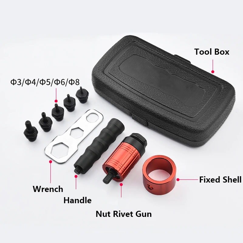 Rivet Nut Gun Riveting M3-m8 Cordless Riveting Drill Electric Adapter Insert Nut Tool For Household Metal Easily Handle Parts