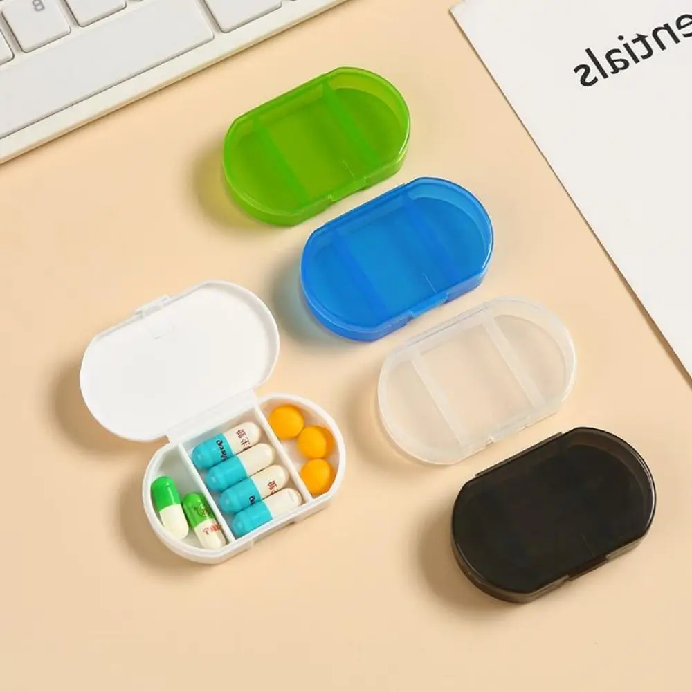 Three Compartments Mini Pill Box Transparent Moisture-proof Small Medicine Box Portable Convenient Travel Medicine Organizer