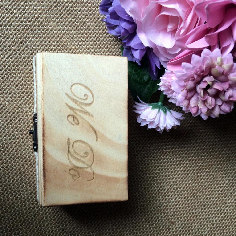 

Wooden Ring Box Rustic WE DO Carved Durable Metal Lock Classic Color Engagement Wedding Bridesmaid Rectangle Holder Storage