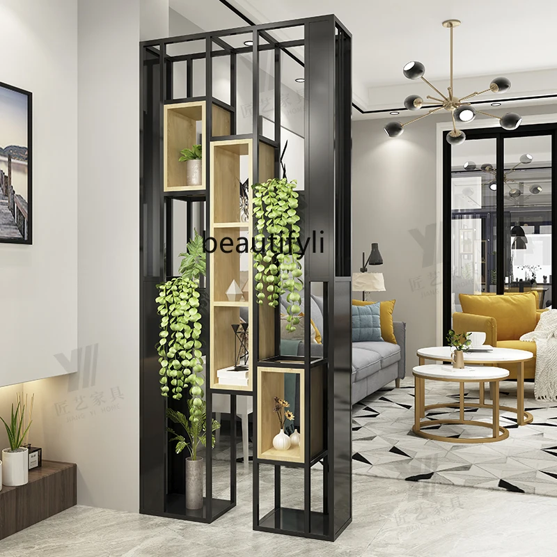 

Nordic partition shelf entrance entrance decoration, bookshelf hollow floor storage display rack
