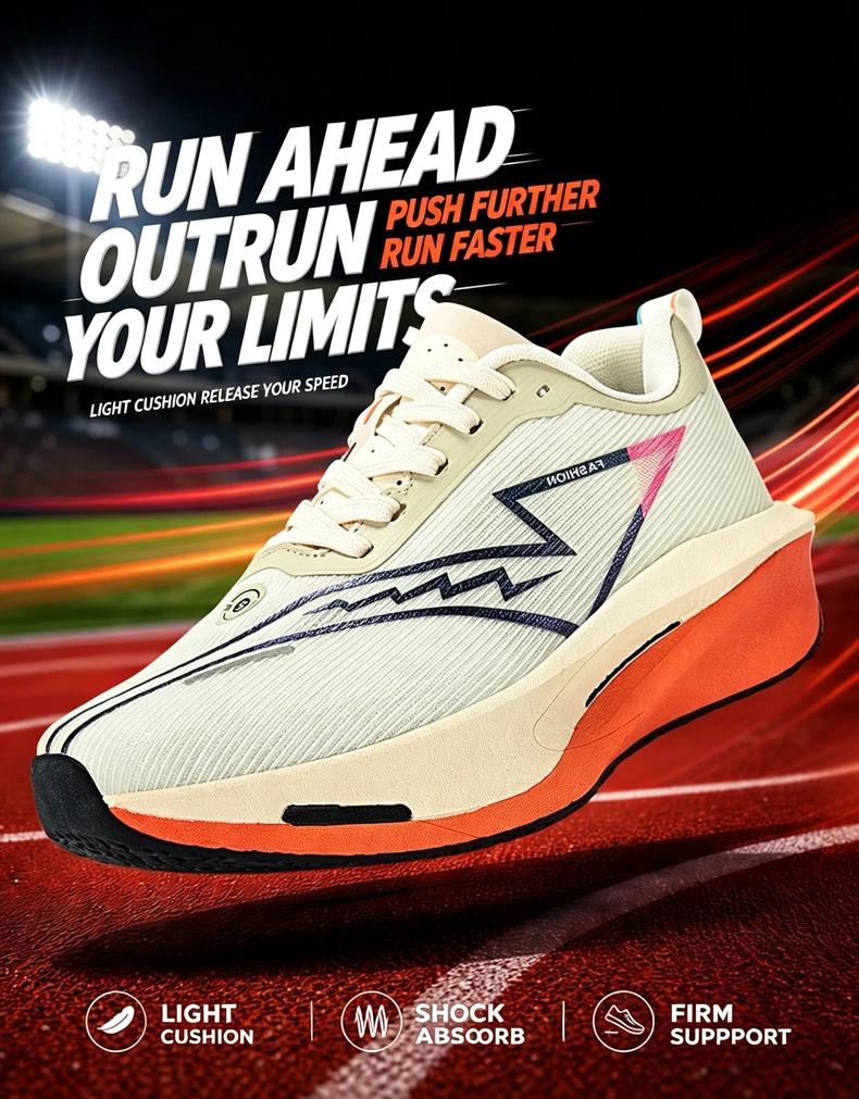 Laufschuhe für Herren, speziell für Marathon-Sportarten, atmungsaktiv, rutschfest, sportliche Turnschuhe, für den Außenbereich, leicht, für Fitness, Joggen – Detail 2