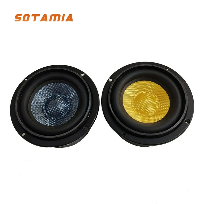 

SOTAMIA 2 шт. 3-дюймовый средний басовый динамик 4 Ом 15 Вт синий/желтый круглый лихорадка Hi-Fi плетеный раковина из стекловолокна обновление домашнего аудио