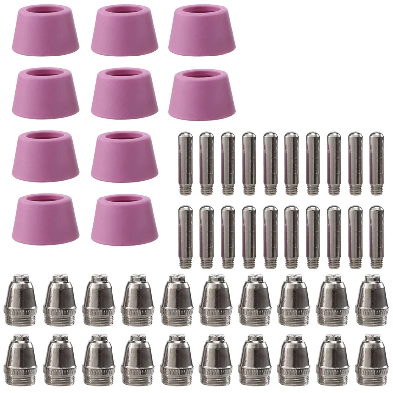 50Pcs Plasma Cutter Torch Consumables Electrode Nozzles Cups Kit For AG-60 SG-55 WSD-60 Fit CUT-60 LGK-60 Plasma Cutter