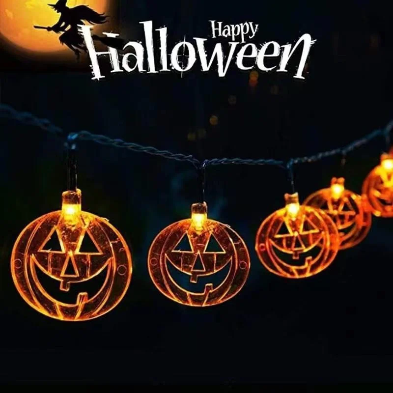 Guirnalda de luces Led de calabaza con USB, decoración navideña, ambiente interior, batería para habitación de niña, Halloween, impermeable, Año Nuevo, 078