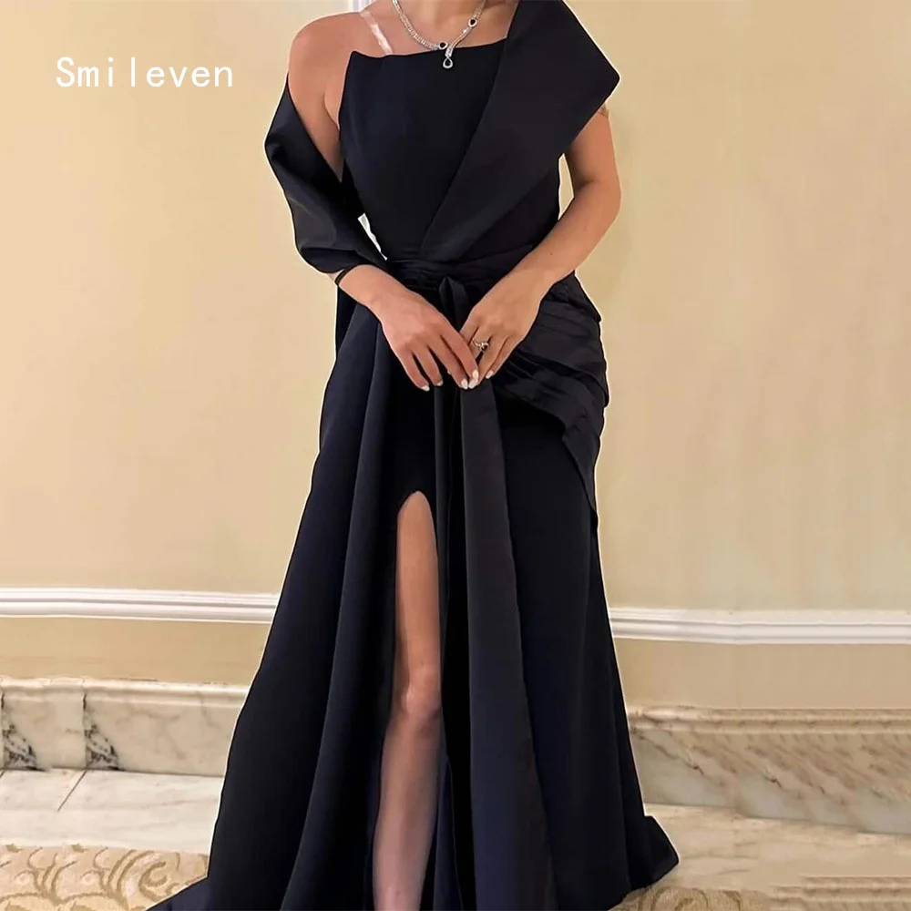 

Smileven Luxury Mermaid Evening Dress Side Silt Elegant Formal Prom Dresses Noval Pleat Black Party Gowns Customized 2026