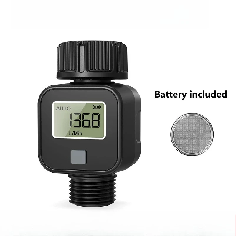 

04 Digital Water Flow Meter Garden Hose Inline Flow Rate Meter 0.5‑8Bar Battery‑Powered Water Consumption Monitor