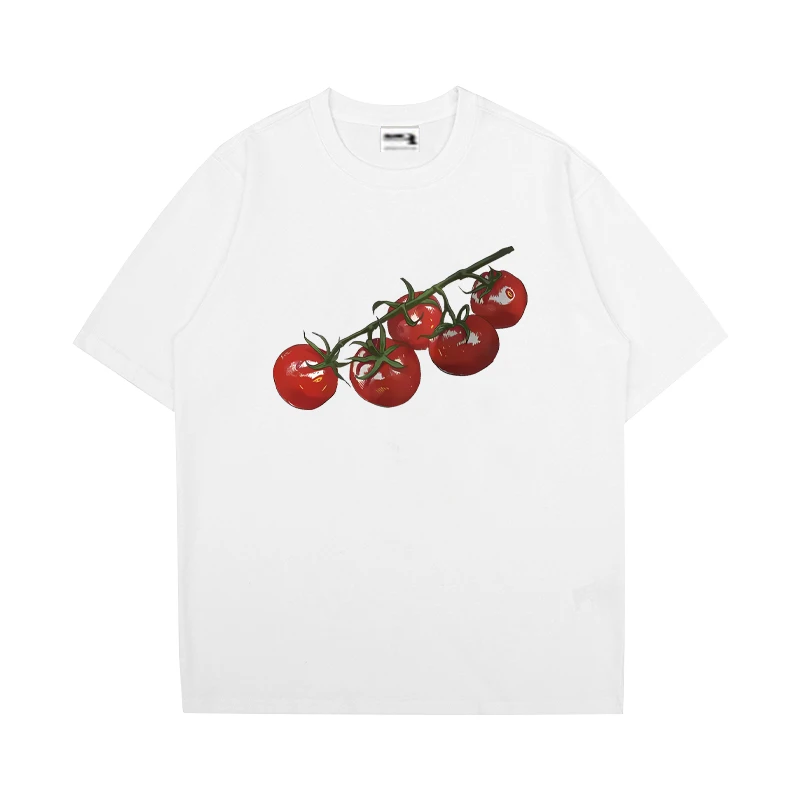 Obst Tomate Graphics Kurzarm T-Shirts Männer Frauen Sommer Y2k Mode Tops Vintage Baumwolle Freizeitkleidung Unisex