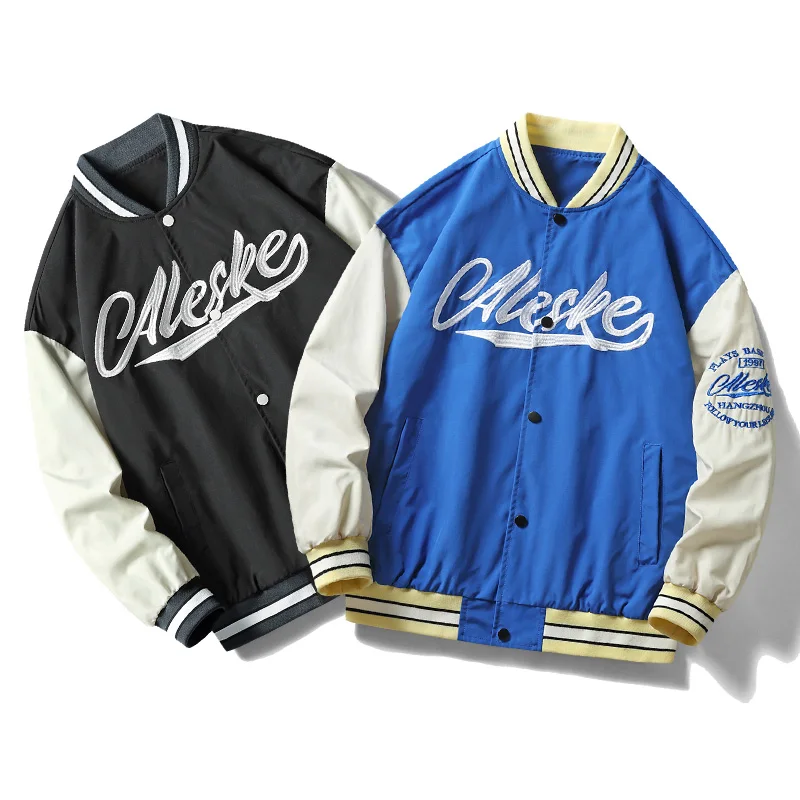 แจ็กเก็ตสุดอินเทรนด์สำหรับผู้ชาย jaket baseball ลำลองทรงหลวมและอเนกประสงค์สำหรับฤดูใบไม้ร่วง