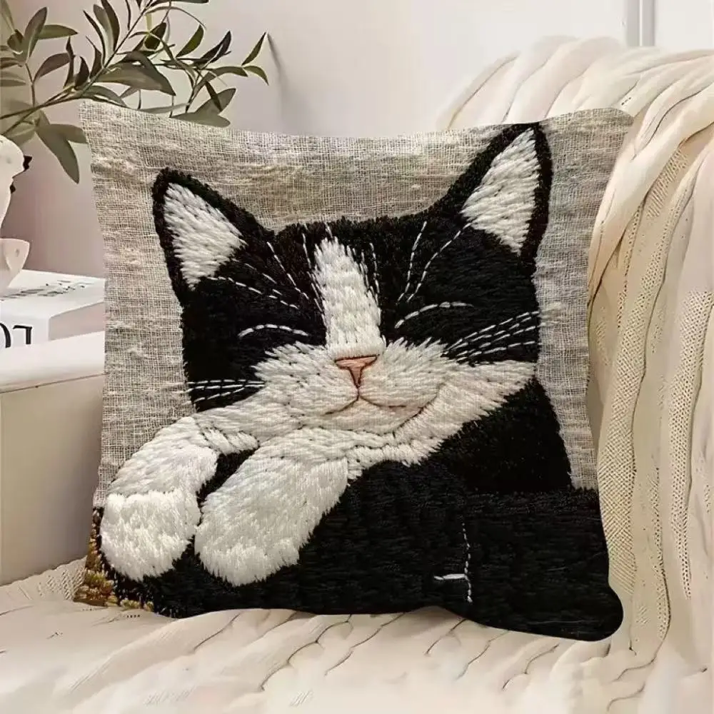 

Cute Suit Cat Holding Pillow Printing Pillowcase Zipper Body Pillow Cover Home Hotel Decorations Vintage Kids Adult Cushion Case