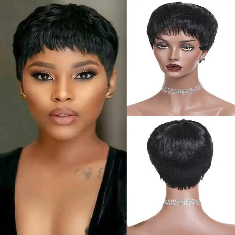 

Short Straight Black Wigs Women Glueless Wig+Wig Cap