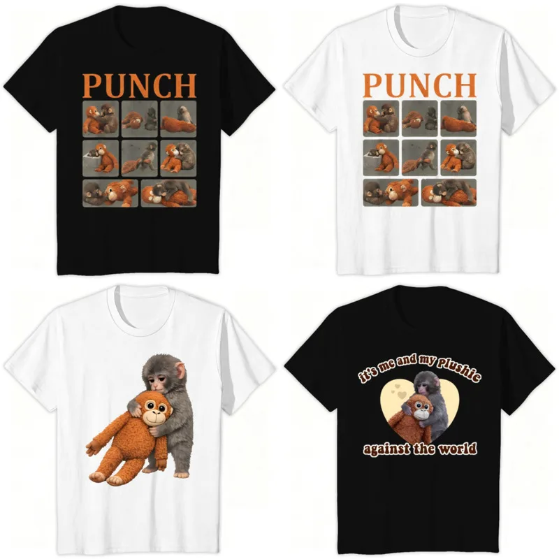 

Monkey Print Tee Y2K Streetwear Punch Monkey Graphic T-Shirt Funny Cartoon Boxing Short Sleeve T-Shirt Top Women Men Gift New