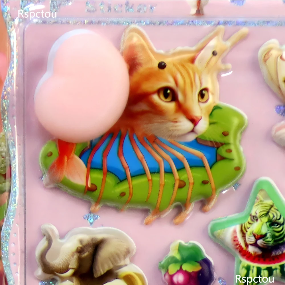 4 Uds. De pegatinas de glúteos felices en relieve 3D de Brainrot italiano, calcomanías de burbujas de animales de Tung Tung Sahur, pegatina decorativa para funda de teléfono