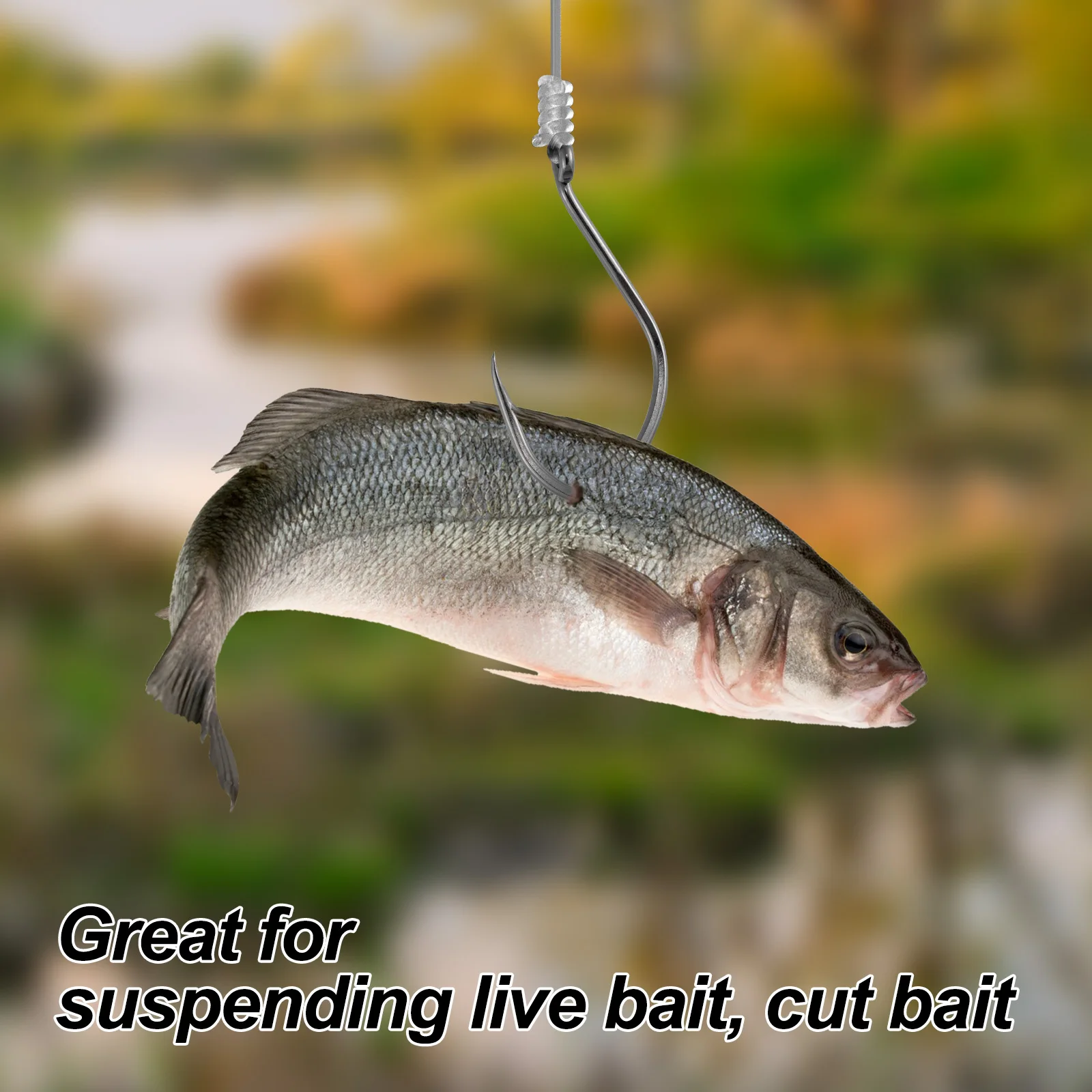 Anzuelos offset Big River – Cebo vivo para halibut y lucio - imagen 3