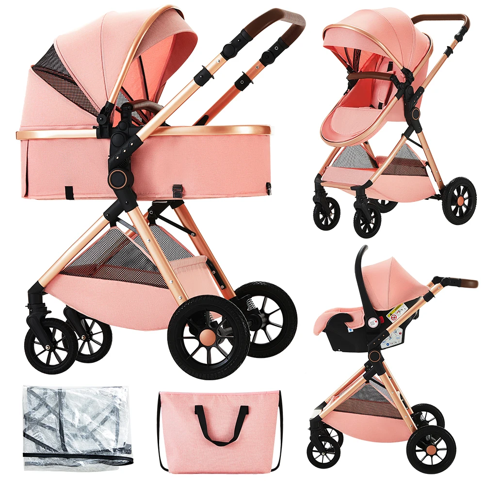 Tragbarer 3-in-1-Kinderwagen mit Autositz, faltbarer Kinderwagen, leichter Kinderwagen für Kleinkinder, Reise-Kinderwagen, Autositz-Kombination