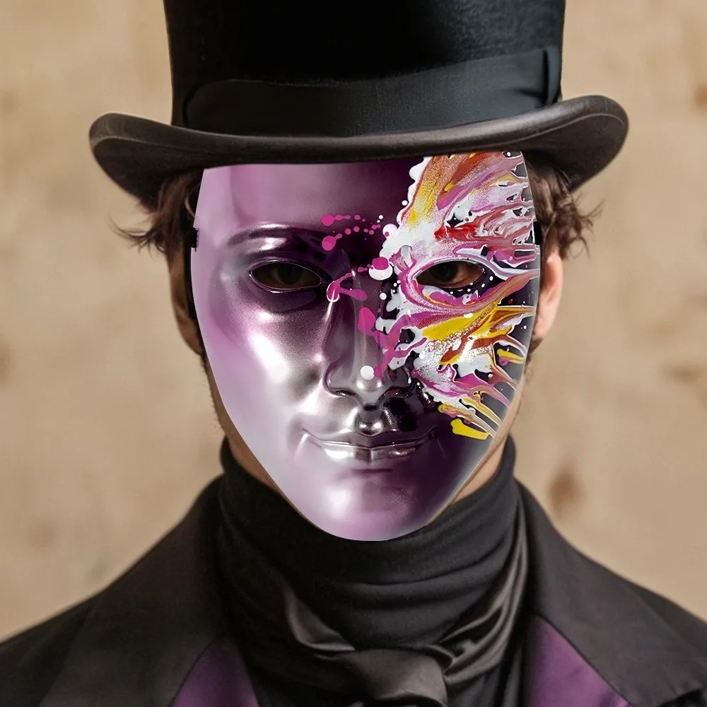 

Simple Plastic Phantom Paint Face Mask Flowing Masquerade Full Face Mask Eye Mask Cosplay Prom Props Anime Cosplay Props Costume