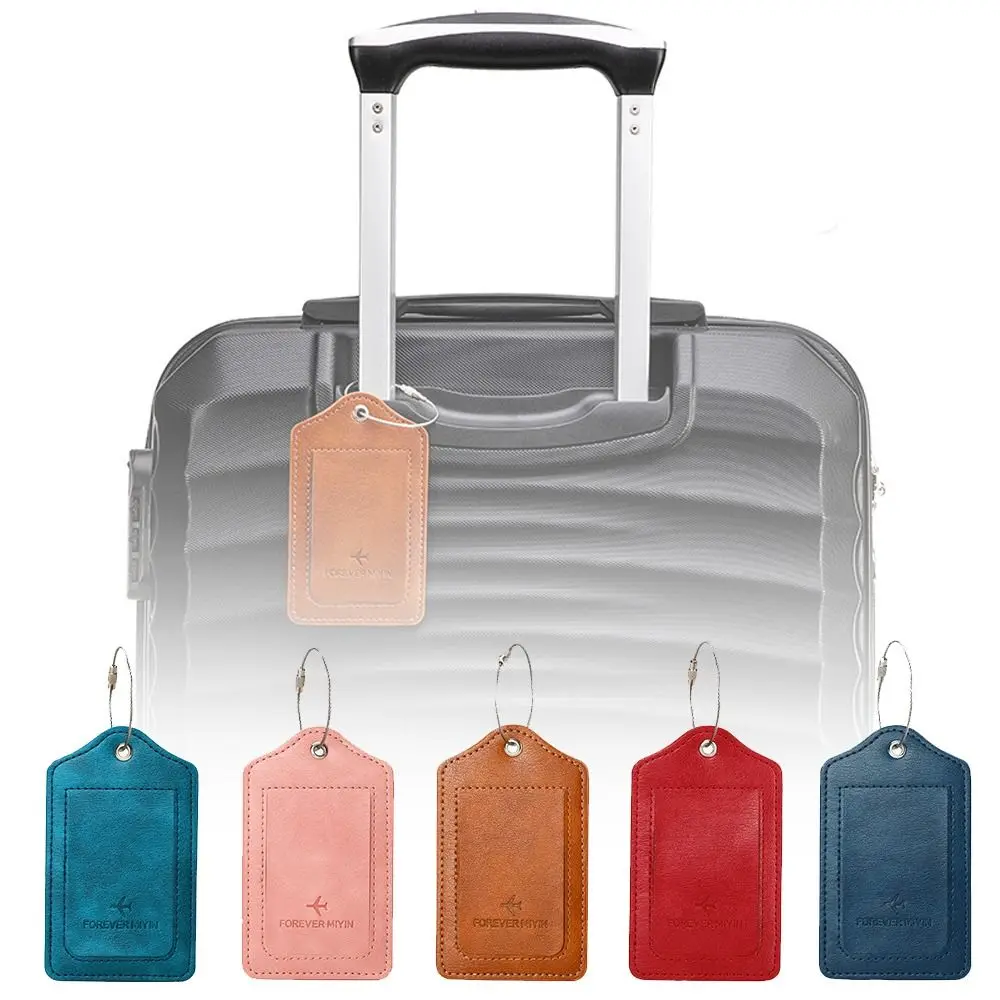 

Fashion Anti Loss Wire Rope Loop Leather Luggage Tags Privacy Protection Cover Versatile Baggage Tag Waterproof Boarding Pass