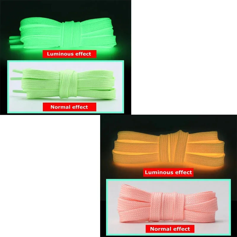 1/2 Paar leuchtende Schnürsenkel in 5 Farben, flach, geeignet für alle Schuhe, fluoreszierende Schnürsenkel, Party, zusammenhalten, Nachtlauf, Unisex-Schnürsenkel