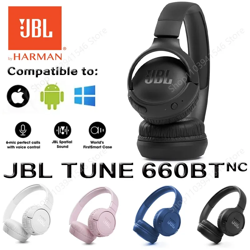الأصلي JBL Tune 660NC اللاسلكية على الأذن سماعات بلوتوث إلغاء الضوضاء سماعة الألعاب الرياضة سماعة يدوي T660NC