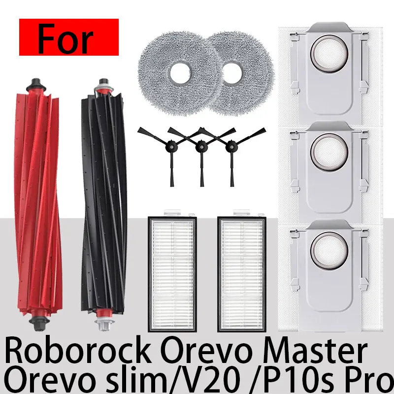 For Roborock Qrevo Master /V20/ P10S Pro Vacuum cleaner Roller brush edge brush cloth dust bag filter accessories Replacement