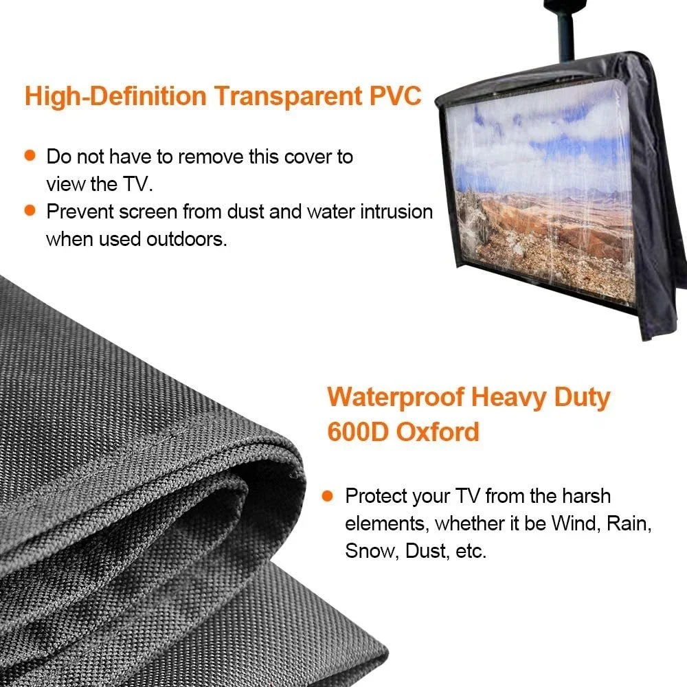 Outdoor Waterproof TV Cover with Front Flap Black Television Protector For LCD LED Television Protector For 22\'\'to 58\'\'LCD LED