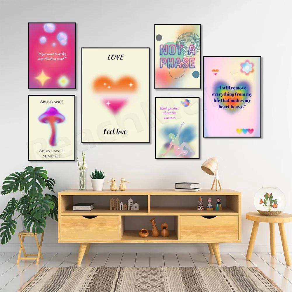 Positive aura posters, spiritual posters, particle gradients, colorful gradients, inspirational quotes, positive aura posters