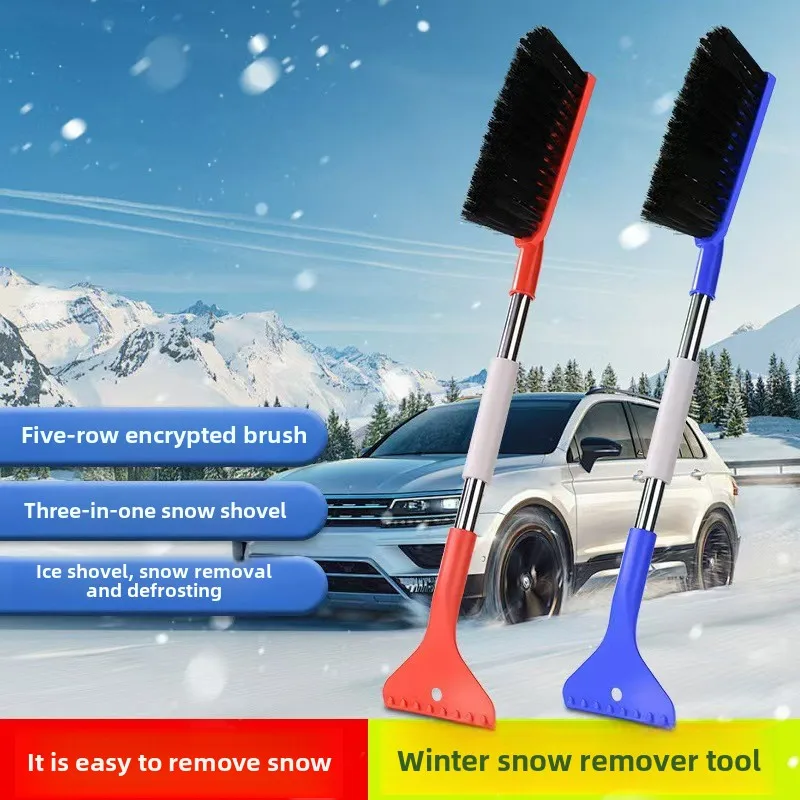 Car Snow Brush Extendable Cleaning Removal Shovel Scraper Winter Auto Brushes Windshield Deicer Detachable Tools Wash Defroster