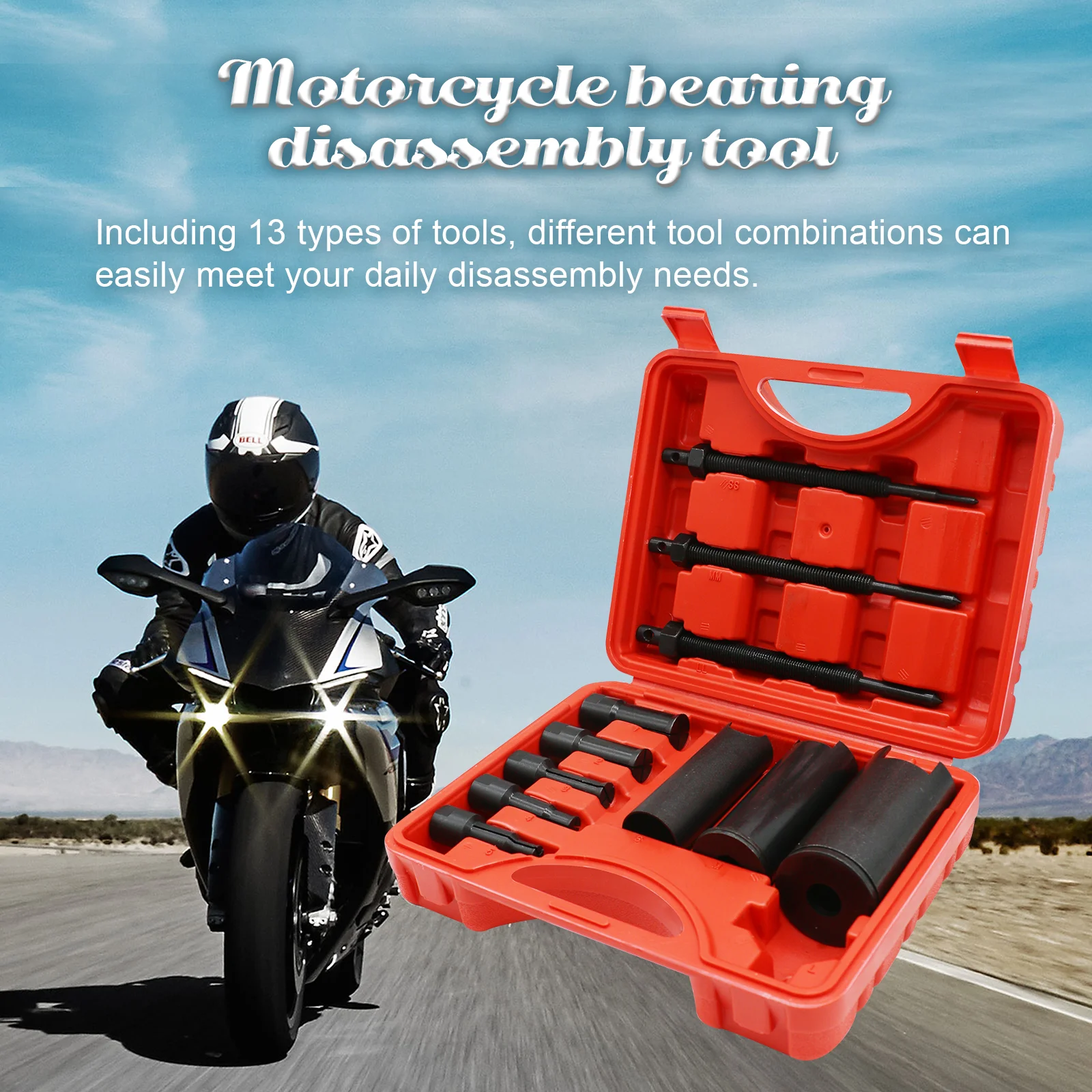 13pcs Motorcycle Bearing Pullers 9-23mm Motorcycle Internal Bearing Removal Tool Kit Inner Bearing Extractor Kit