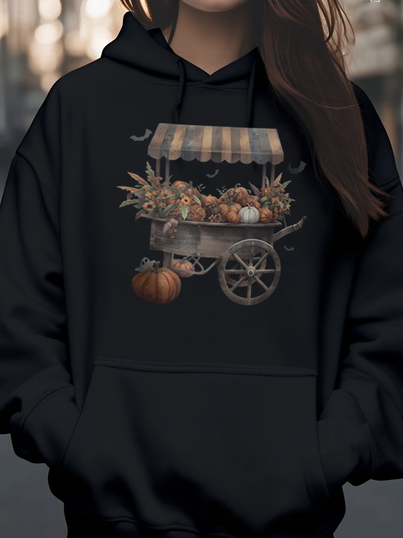 

Толстовка с капюшоном и принтом тыквы на Хэллоуин, повседневный пуловер для женщин