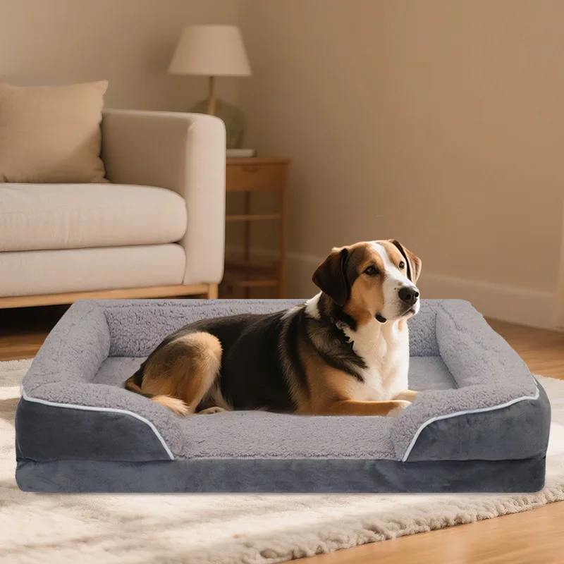 

Manufacture Custom Hot Sale Washable Luxury Waterproof Removable Large Memory Foam Boucle Orthopedic Dog Bed With Zipper