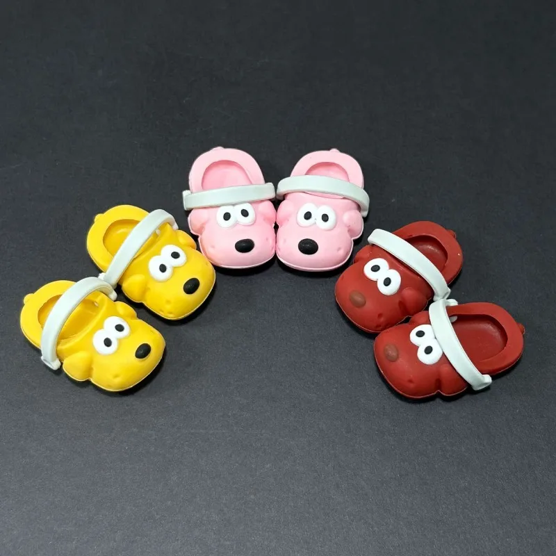 

Macaron Color Clogs for 8-17cm Pointy-Eared Sitting Dolls, Cute Puppy Theme Breathable Resin Shoes with Charm Holes, only shoes