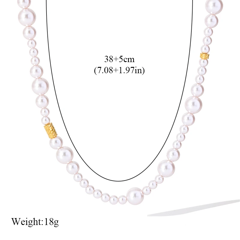 EILIECK 316L Edelstahl Perlenkette für Damen, modische silberfarbene Halskette, wasserdichter Schmuck, Geschenk. – Detail 8