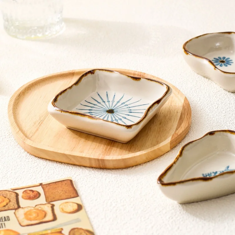 

Japanese Hand Painted Ceramic Spoon Dish Set, Underglaze Kiln Changed Soup Spoon Dipping Sauce Dish, Home Kitchen Tableware Gift