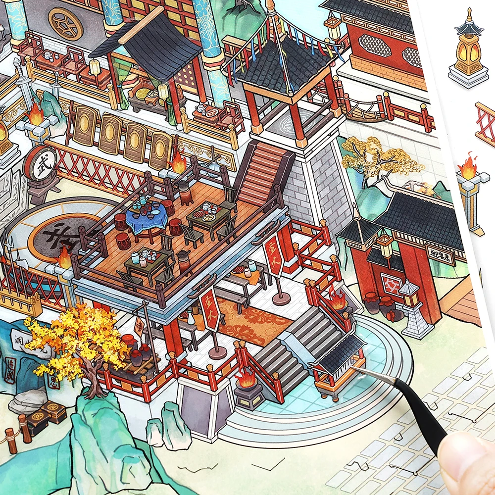 Kawaii Guangming piek 3D Sang Yuan Wa ze landschap sticker DIY Pocket Cabin scène festival cadeau ﻿