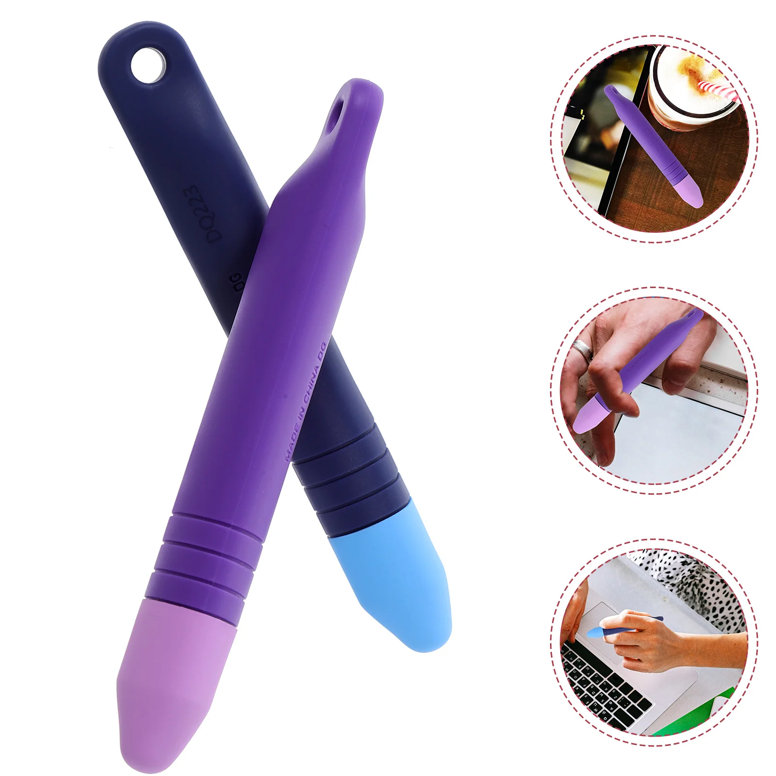 

1 set Silica Gel Stylus Pen for Phone Tablet Early Machine Blue Purple 2 Fixed Ropes High Sensitivity Touch Screen Writing Pens