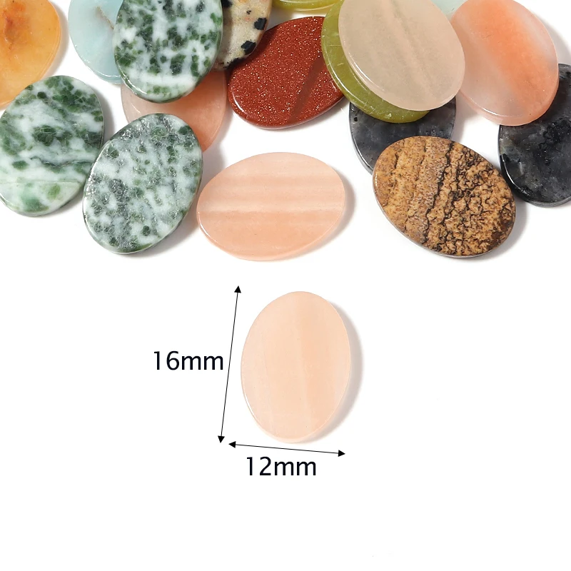 5pcs/lot Flat Oval Stone Cabochon Beads Natural Stone Loose Beads Spiritual Healing DIY Jewelry Making Necklace Ring Accessories