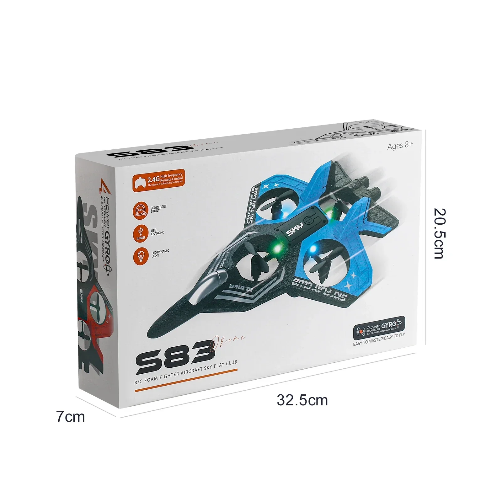 S83 2.4G 4CH RC EPP طائرة مقاتلة رغوية - 360 درجة تراجع حيلة، إقلاع بمفتاح واحد، أضواء LED - أفضل هدية لعبة للأطفال