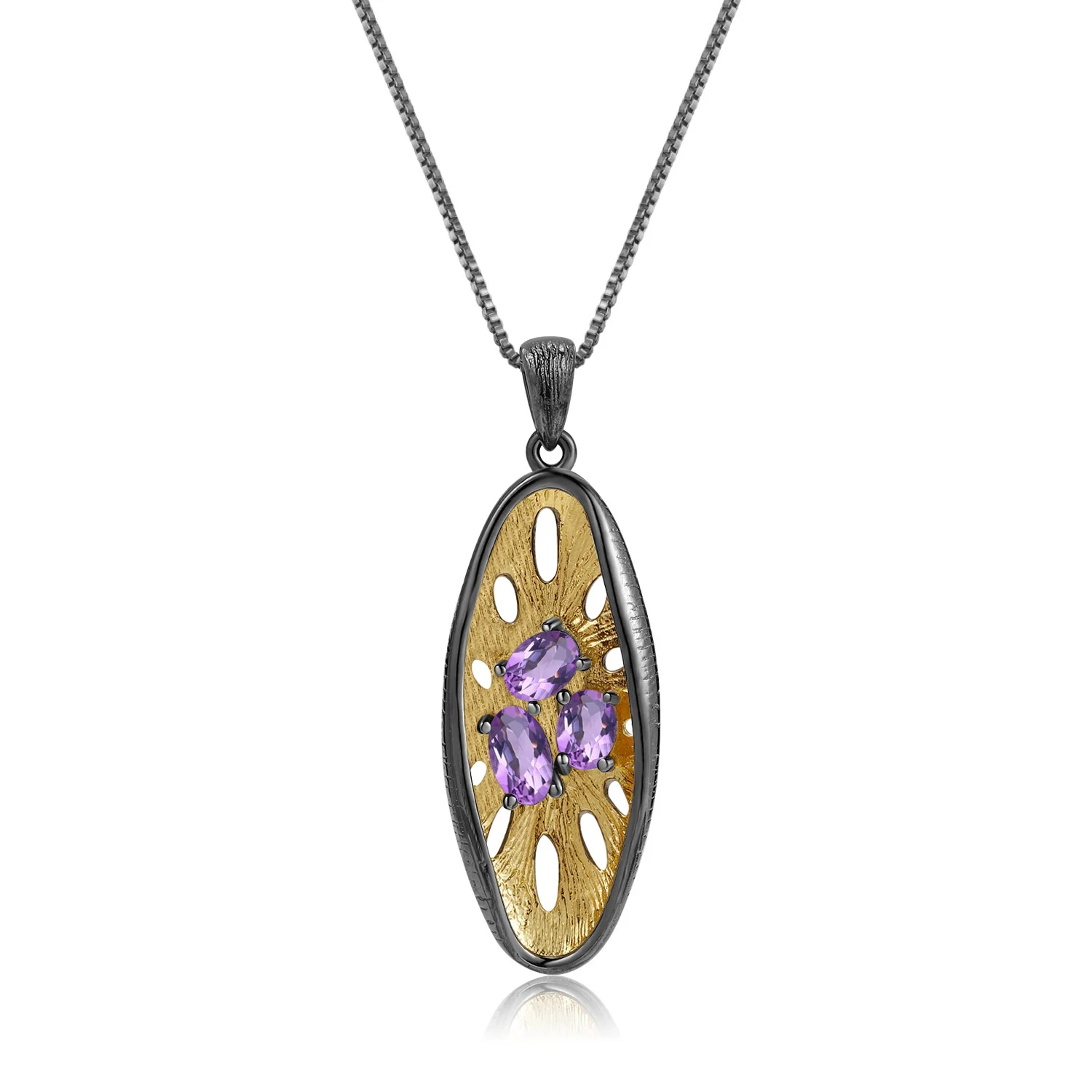 brand genuine Luxury real jewels Italian craft designer pendant sense 925 Silver Natural Amethyst Necklace Pendant high quality