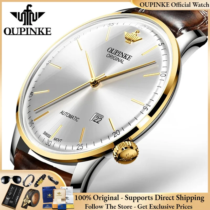 OUPINKE 3269 hommes montre de luxe suisse véritable hommes tout automatique montre mécanique haut de gamme Ultra mince 7.3mm hommes montre Reloj Hombre