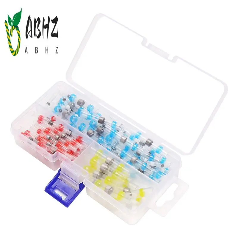 

ABHZ-100Pcs Solder Seal Heat Shrink Butt Connectors Terminals Electrical Copper With Case(35Red 30Blue 25White 10Yellow)