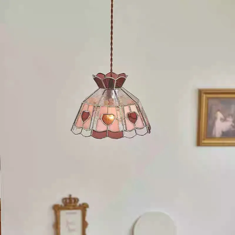 French stained glass restaurant bar counter medieval flower love decorative small chandelier