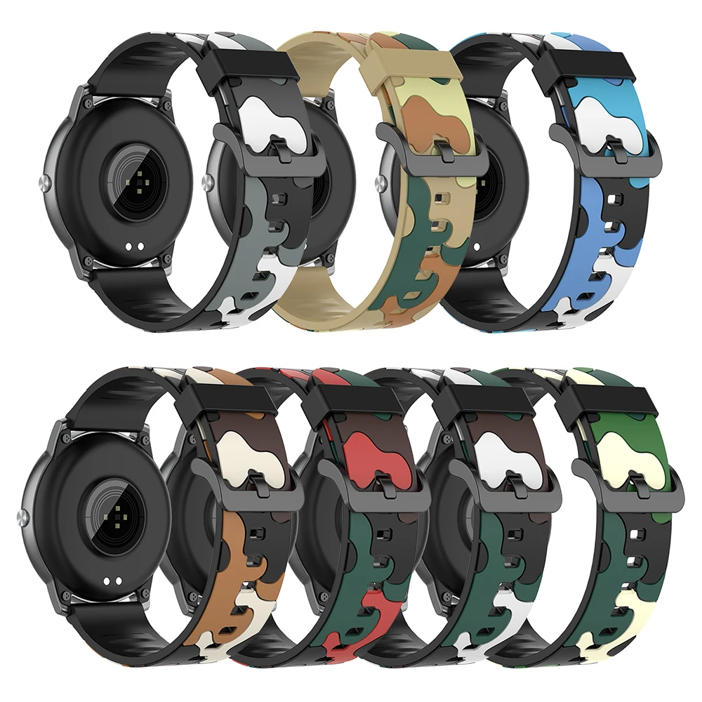 20mm 22mm Camouflage Silicone Strap For Samsung Galaxy Watch 42mm 46mm Active 2 Gear S3 Smart Watch Band for Galaxy Watch 3/4/5