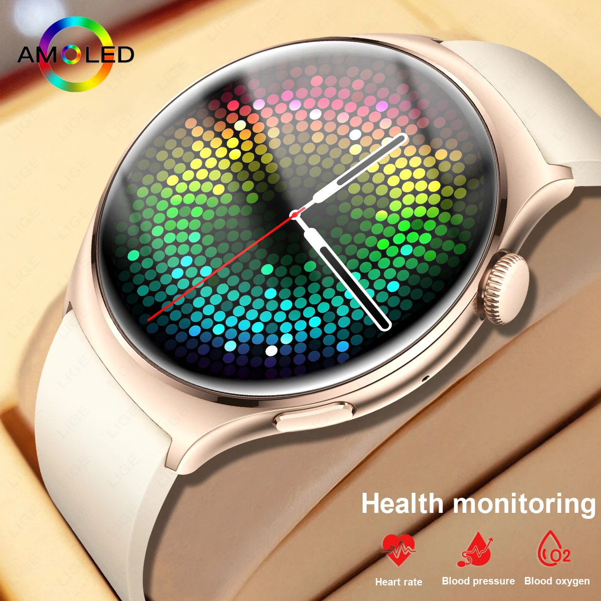 LIGE Luxury Smart Watch Women Bluetooth Call Health Monitoring Voice Assistant Men Watches Sports Fitness Tracker Men Smartwatch