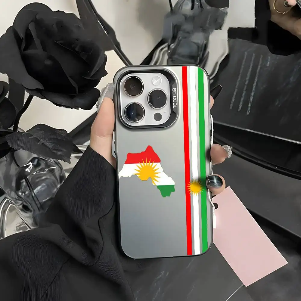 

Phone Case Kurdistan Flag For iPhone 17 16 15 14 13 12 11 Pro Max Air multicolor Matte Laser Metallic Aurora Funda