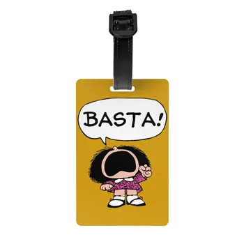 Etiqueta de equipaje personalizada Mafalda Basta para maletas, etiquetas de equipaje de dibujos animados de Quino Argentina divertidas, etiqueta de identificación de cubierta de privacidad