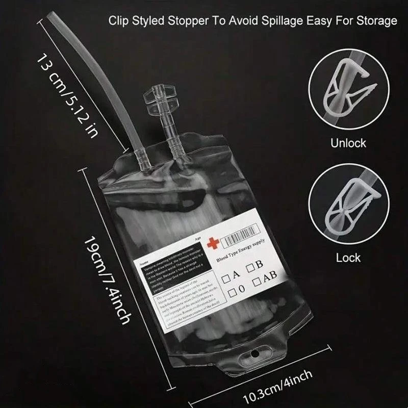 Transparent Food Grade PVC Drink Bag Vampire Blood Bag Cosplay Pouch Props Halloween Party Decoration Supplies Cocktail Set